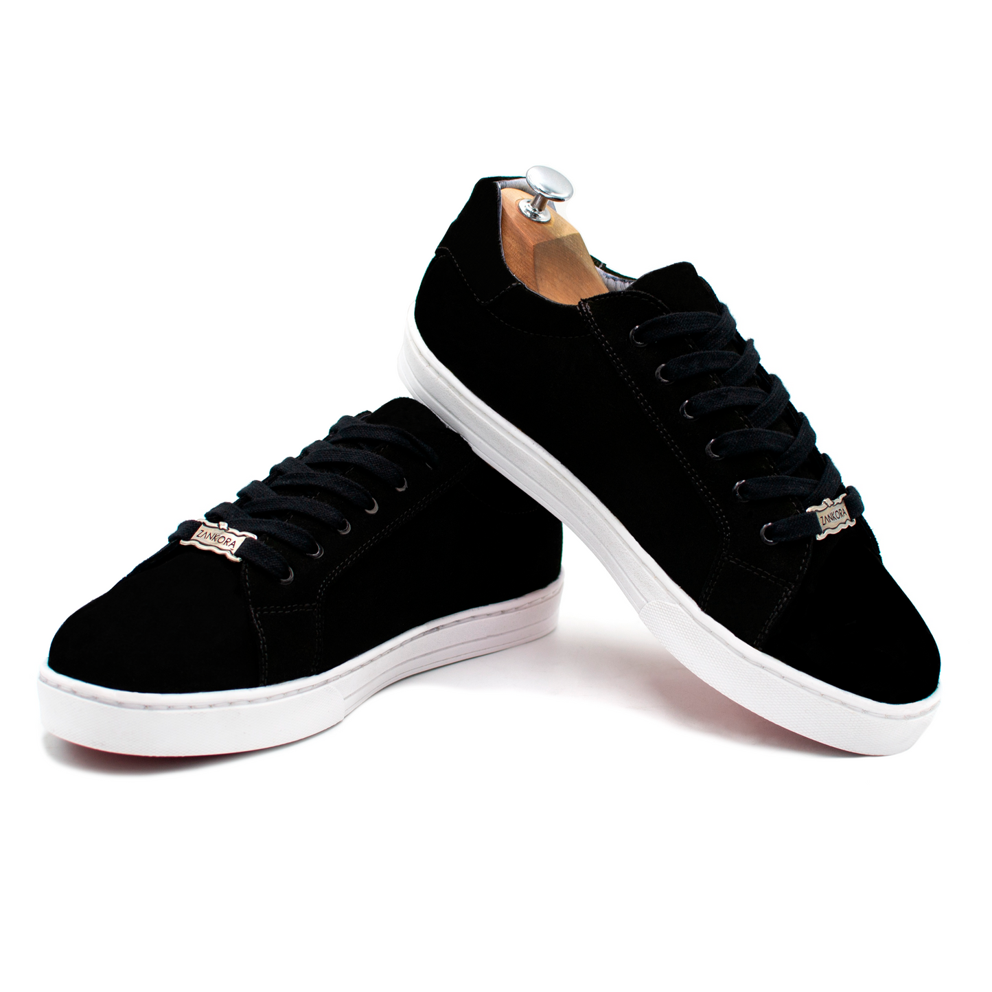 TENIS SNEAKER COMPLETAMENTE EN PIEL DE GAMUZA NEGRO - DHJ983J