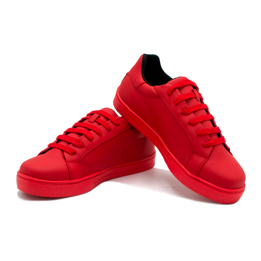 TENIS SNEAKER COMPLETAMENTE EN PIEL GENUINA DE BECERRO ITALIANO ROJO - DKO102K