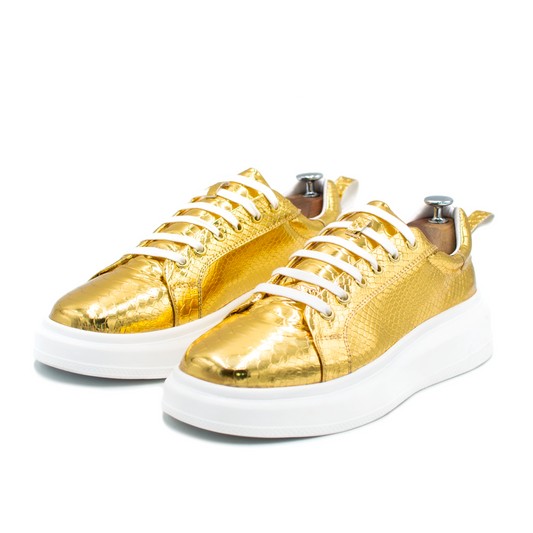 TENIS SNEAKERS COMPLETAMENTE NYLON PRINTED DE PITÓN DORADO - WIE983J