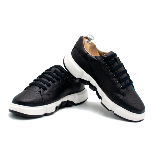 SNEAKER EN PIEL GENUINA DE BECERRO ITALIANO CON PIEL GRABADO DE PITÓN - WOP023J