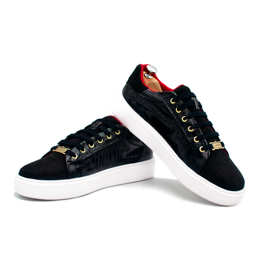 TENIS SNEAKERS EN 100% PIEL CHAROL CON GRABADO DE PATA DE AVESTRUZ CON NOBUCK - TND923