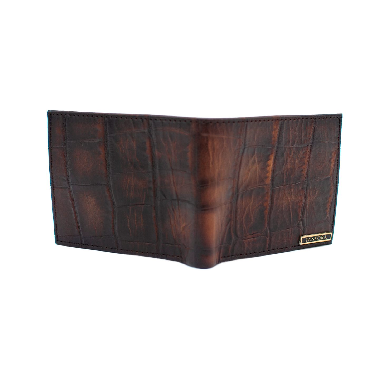 CARTERA EN PIEL DE RES GRABADA EN PANZA DE COCODRILO - PWO028