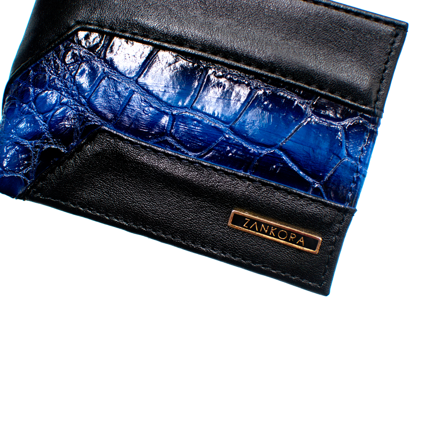 CARTERA EN PIEL GENUINA DE COCODRILO AZUL - CRT924