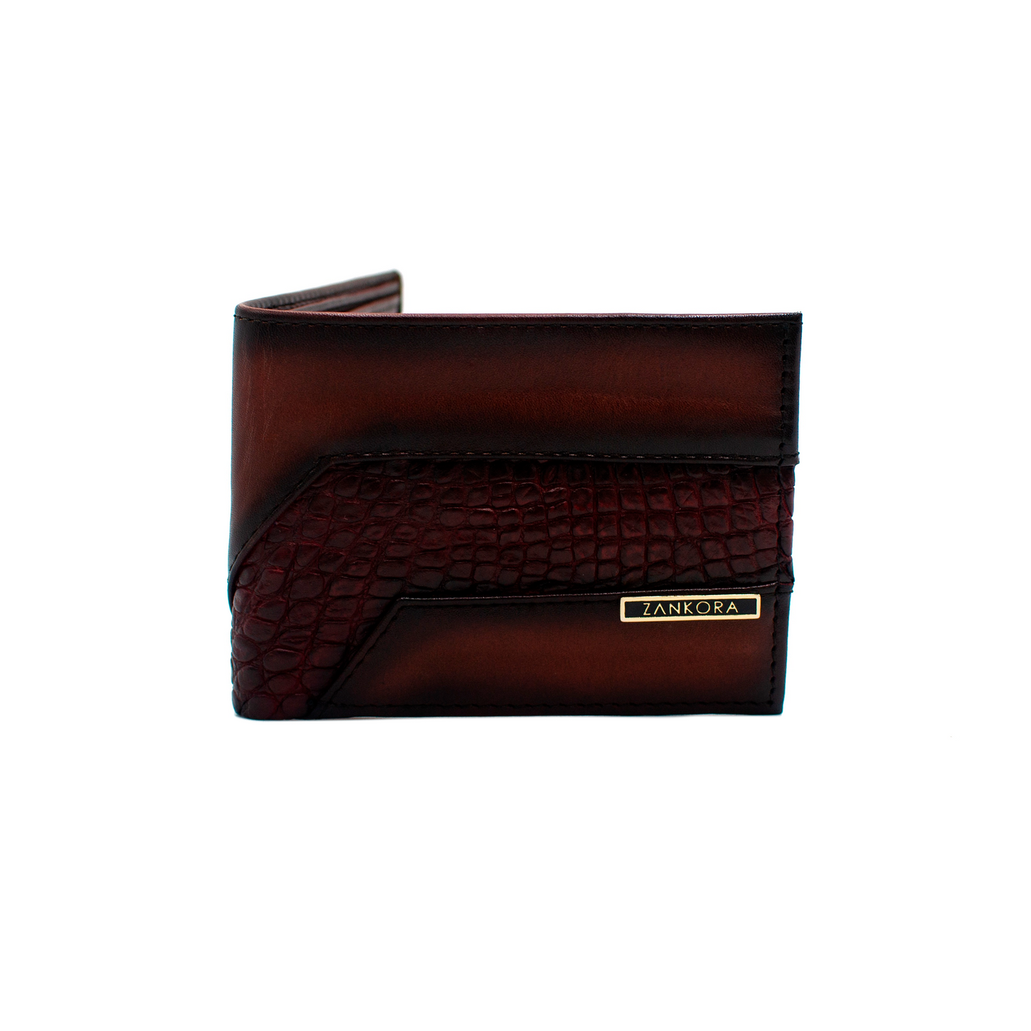CARTERA EN PIEL GENUINA DE COCODRILO ROJIZO - DHJ032