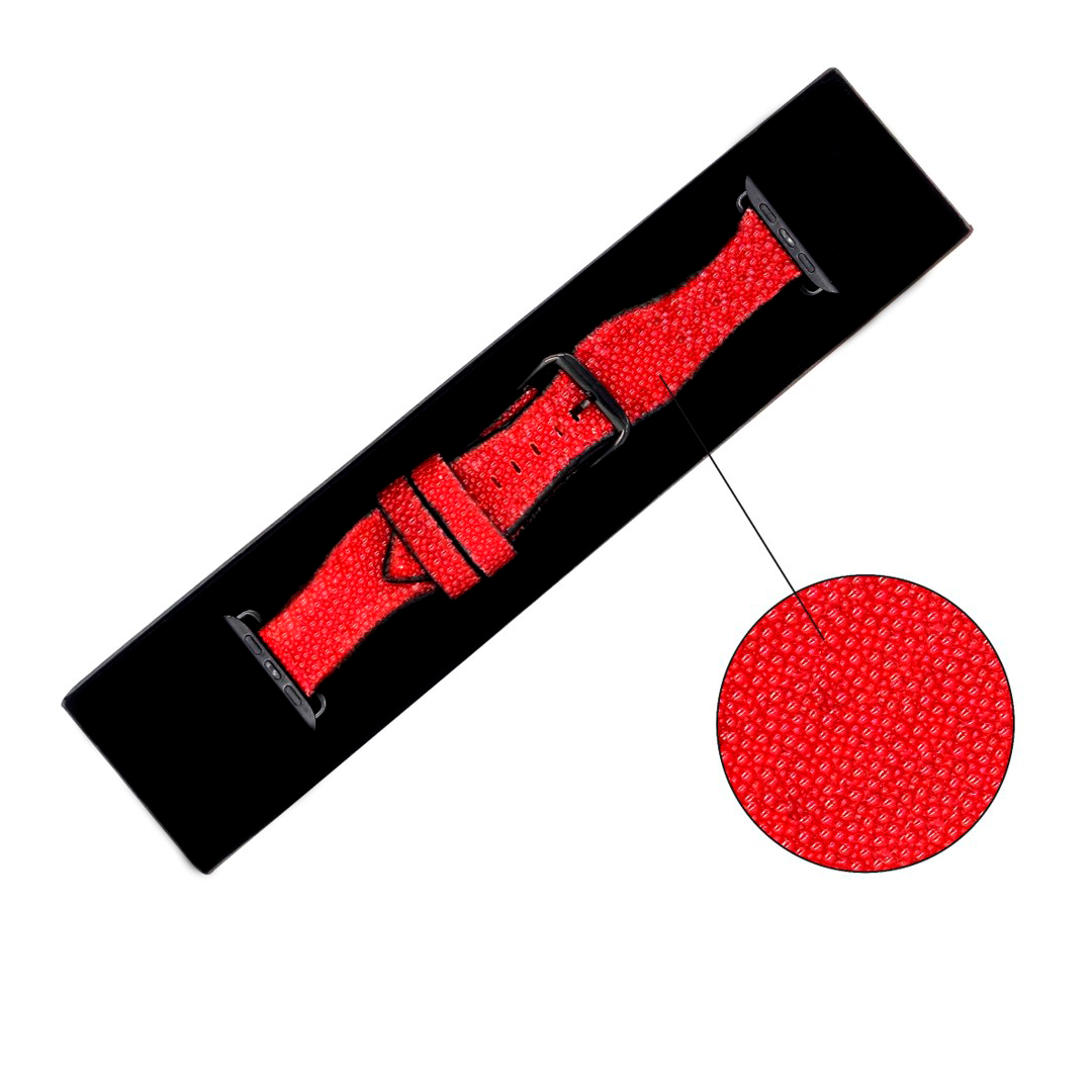 CORREA PARA RELOJ DE MANO EN PIEL GENUINA DE MANTARRAYA ROJO - CDC4RA