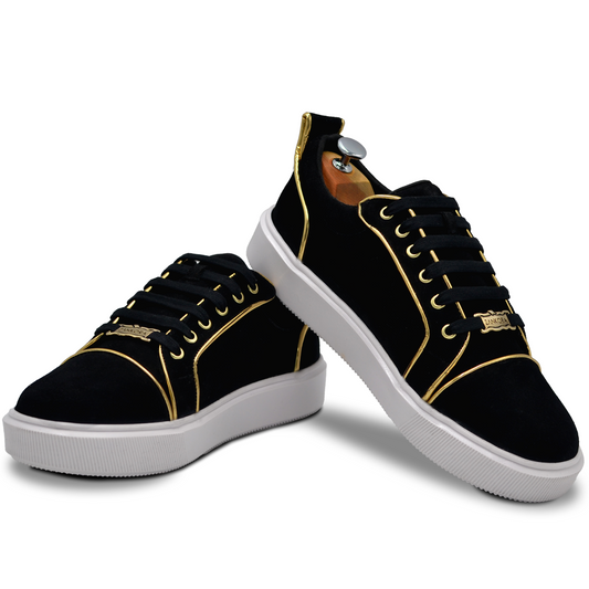 TENIS SNEAKER EN PIEL GAMUZA CON DORADO - DCD012R