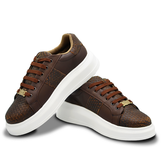 TENIS SNEAKER EN PIEL SEMI - EXÓTICA DE PITÓN FILETEADA CON BECERRO ITALIANO VARIANTE 1 - DOI923