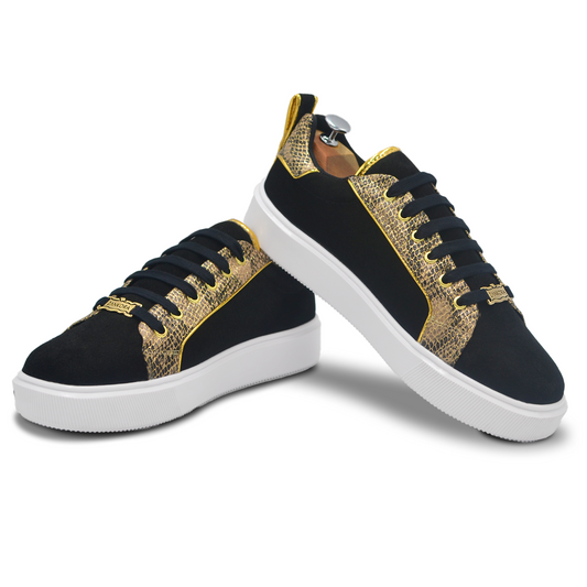 TENIS SNEAKER EN PIEL GRABADO DE PITÓN CON GAMUZA - TJIW924