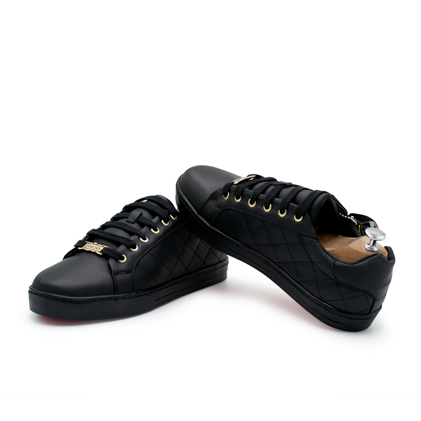 TENIS SNEAKERS CAPITONADOS DE OJILLOS DORADOS EN PIEL GENUINA DE BECERRO ITALIANO - LXY599H