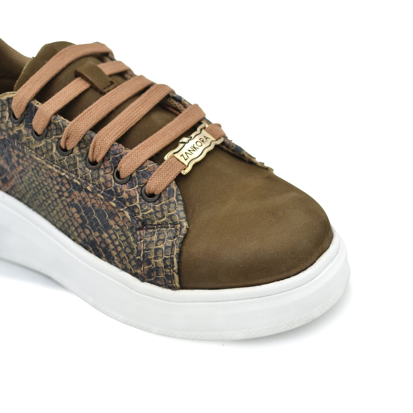 TENIS SNEAKER EN PIEL SEMI - EXÓTICA DE PITÓN FILETEADA CON NOBUCK - LPE031