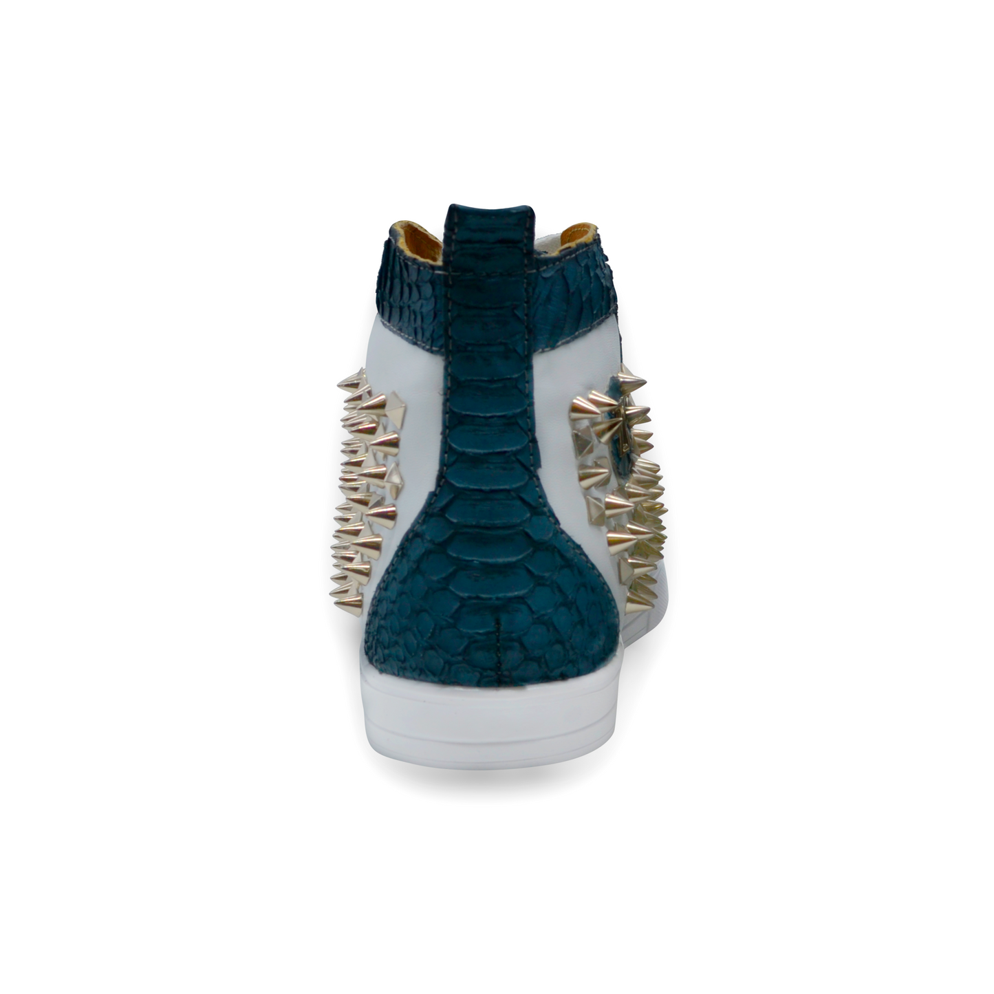 TENIS BOTITA DE PITÓN AZUL CON BECERRO ITALIANO Y ESTOPEROLES - JAH765T