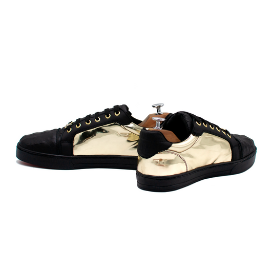 TENIS SNEAKER EN PIEL GRABADA EN NUCA DE COCODRILO Y SINTÉNTICO CHAROL - FOP302