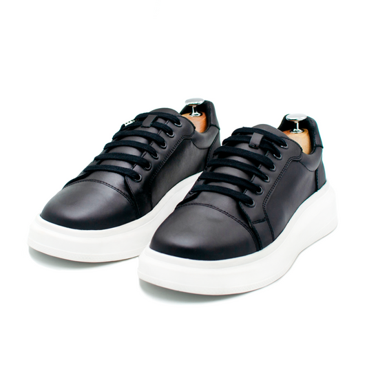TENIS SNEAKER ZANKORA MOD. LUCKY #1 NEGRO/BLANCO EN PIEL GENUINA DE VACUNO & TERNERA - DKS092