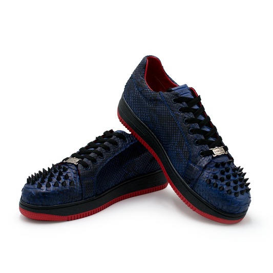 TENIS SNEAKERS COMPLETAMENTE EN PIEL DE PITON AZUL - WLO023K