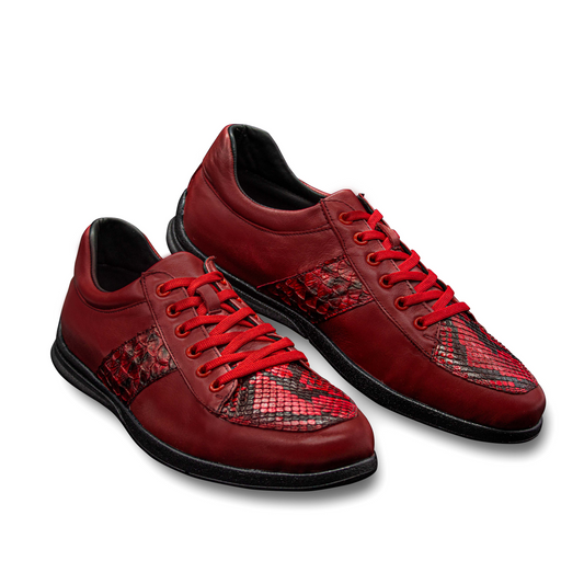 TENIS SNEAKERS EN PIEL GENUINA DE BECERRO Y PITÓN - JHF987F