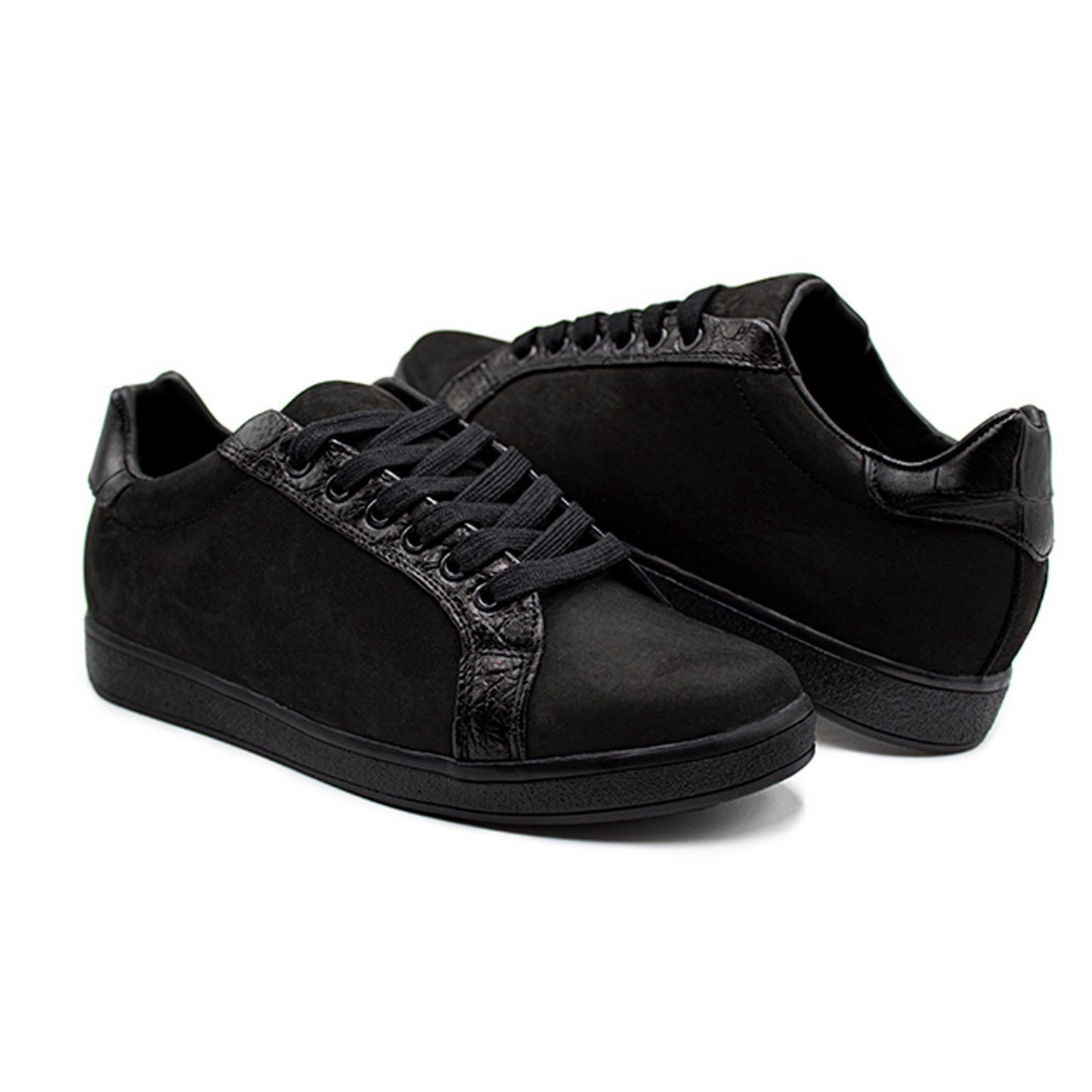 TENIS SNEAKERS DE RES NOBUCK NEGRO Y COCODRILO - NBK948C