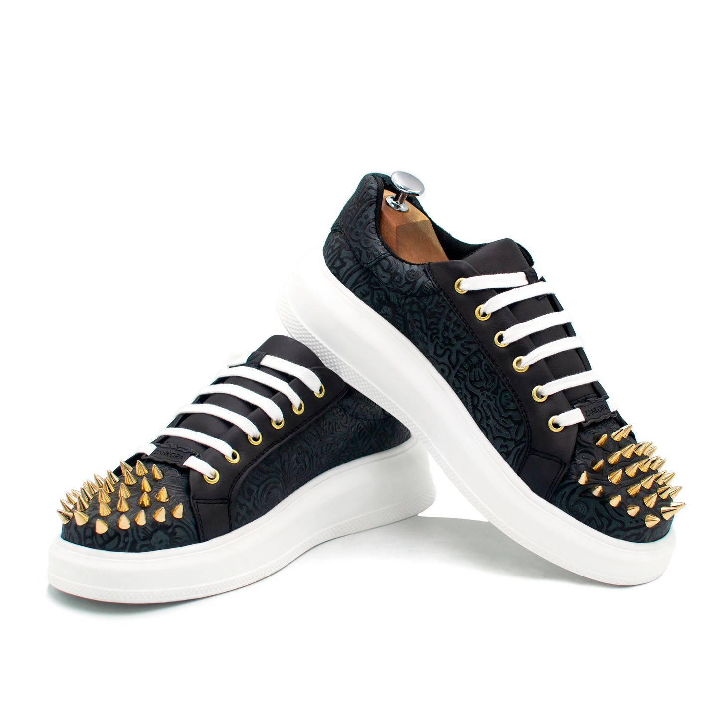 TENIS SNEAKERS EN PIEL DE RES GRABADO CON PIEL GENUINA DE BECERRO ITALIANO - LWQ093J