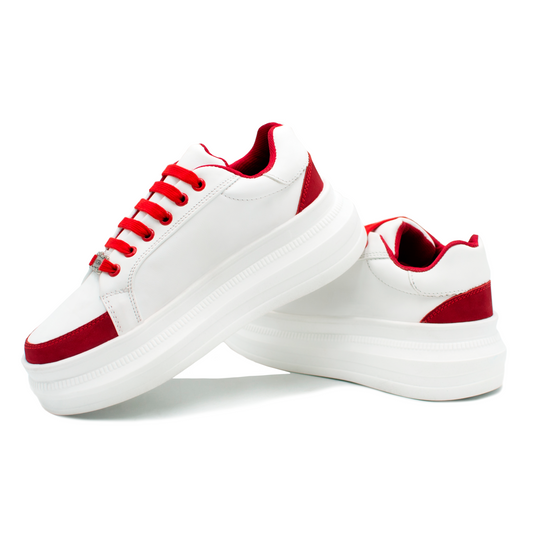TENIS SNEAKERS EN PIEL GENUINA DE BECERRO ITALIANO CON APLICACIONES DE GAMUZA - DWO0123J