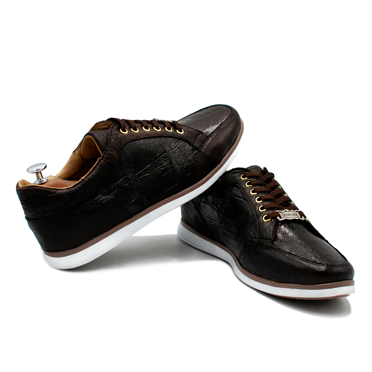 TENIS SNEAKERS EN PIEL GENUINA DE PATA DE AVESTRUZ CON COCODRILO Y BISONTE - JEU981J