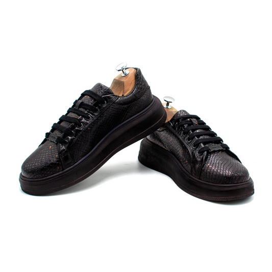 SNEAKERS EN PIEL RES GRABADA DE PITÓN CON COCODRILO - EUIW982O