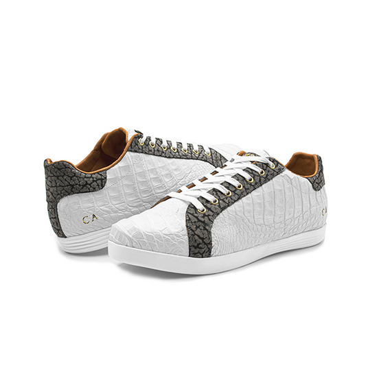 TENIS SNEAKERS PARA CABALLERO EN PIEL EXÓTICA DE COCODRILO Y ELEFANTE - SNK847H