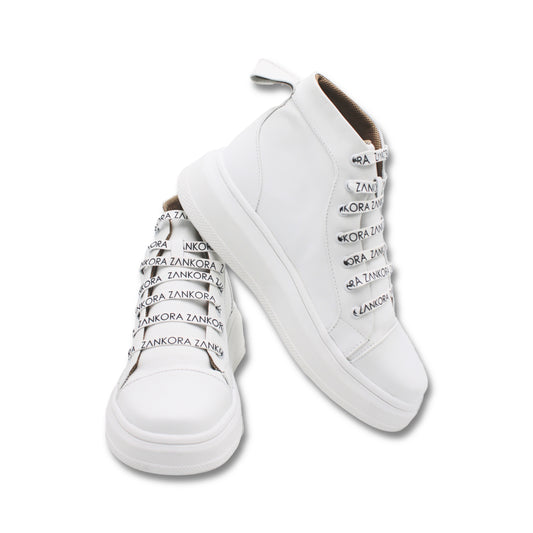 TENIS SNEAKERS TIPO BOTIN CUERO / PIEL BLANCO - ALX083H