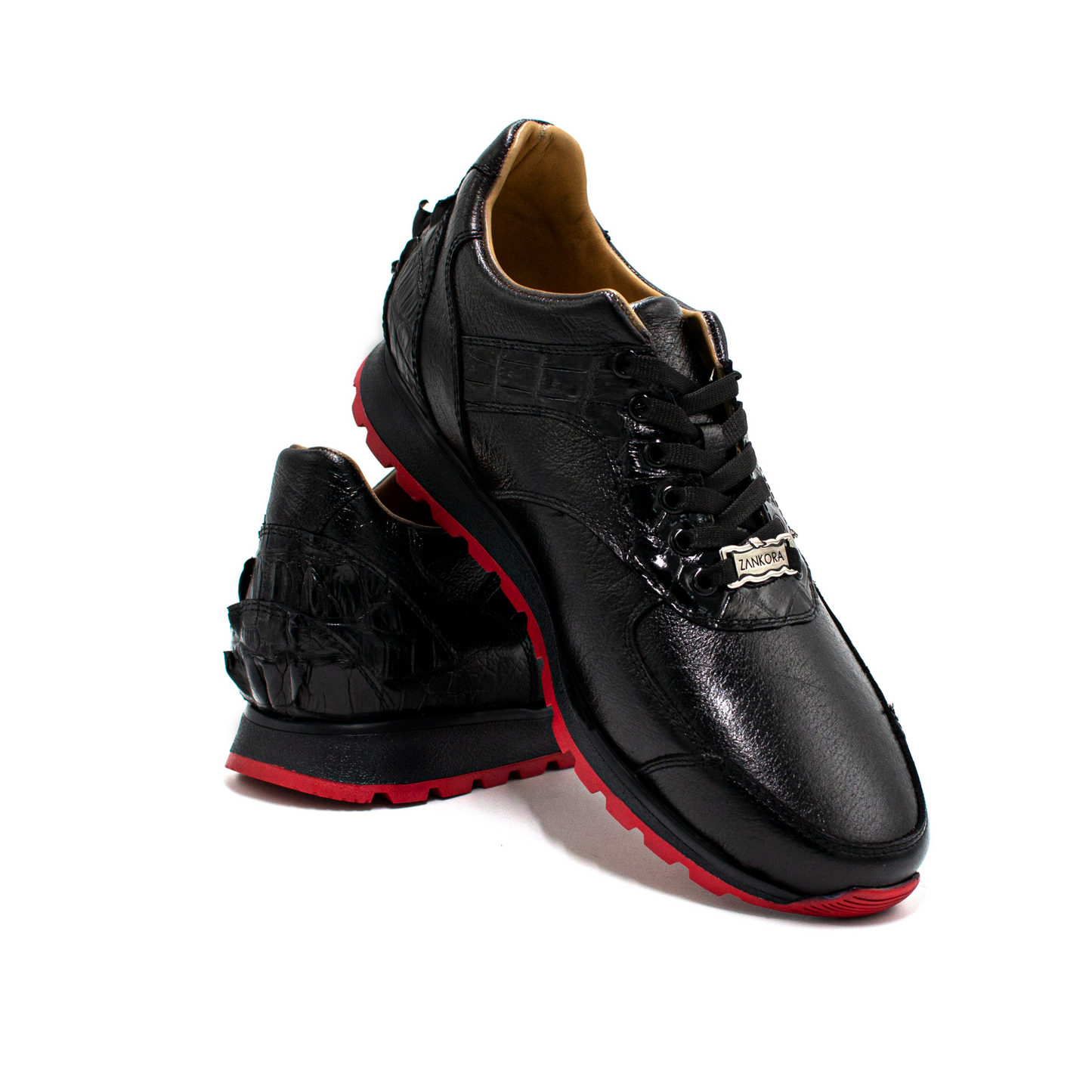 SNEAKERS DE BUFALO DE AGUA CON PIEL GENUINA DE COCODRILO - DHJ890K