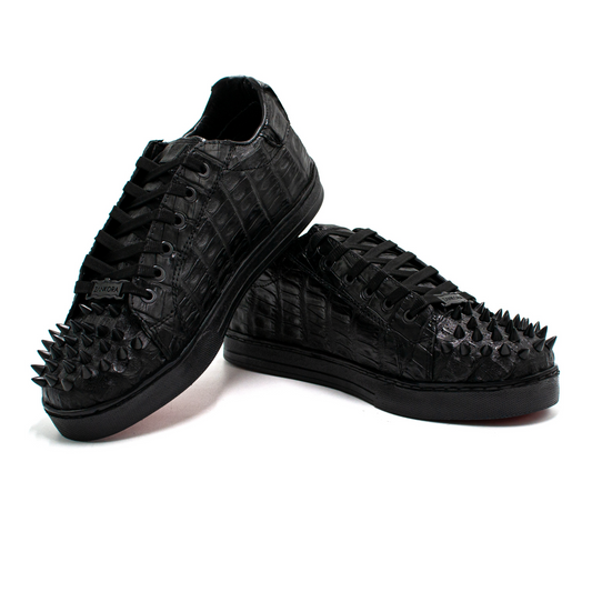 TENIS SNEAKERS NEGROS DE PIEL DE COCODRILO - AHG768U