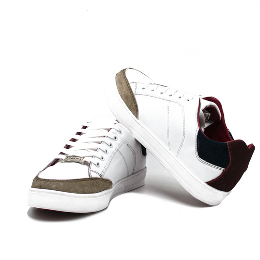 TENIS SNEAKERS DE BECERRO ITALIANO CON APLICACIONES EN GAMUZA - SJA384U