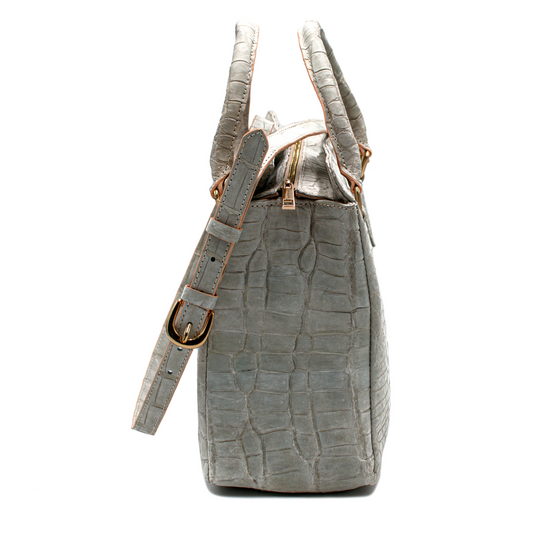 BOLSA COMPLETAMENTE EN PIEL GENUINA DE COCODRILO