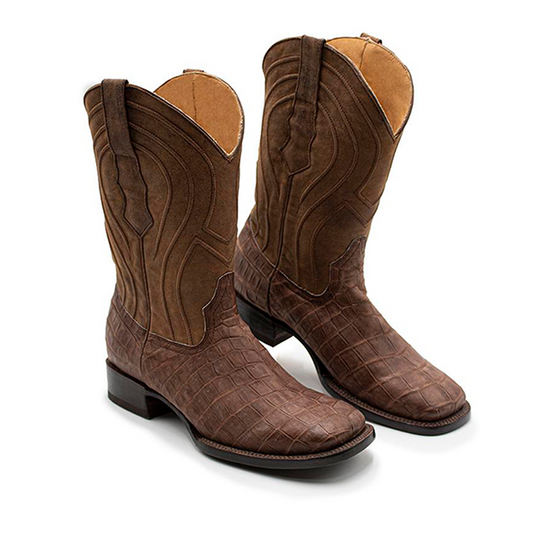 BOTAS VAQUERAS DE PIEL EXÓTICA DE COCODRILO NOBUCK - BTC989P