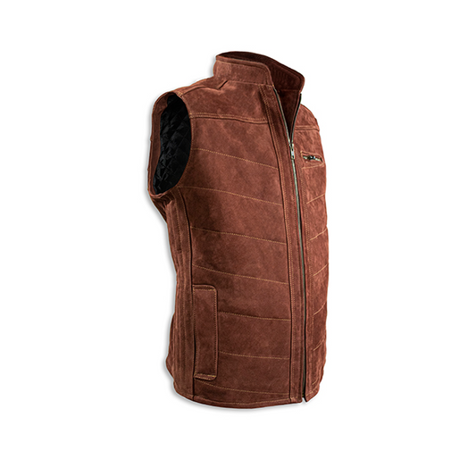 CHALECO PARA CABALLERO DE PIEL NOBUCK COLOR CHOCOLATE - JKC32