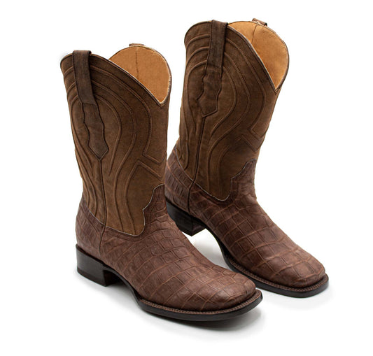 BOTAS EN PIEL GENUINA DE ALLIGATOR CAFE - BCC378J