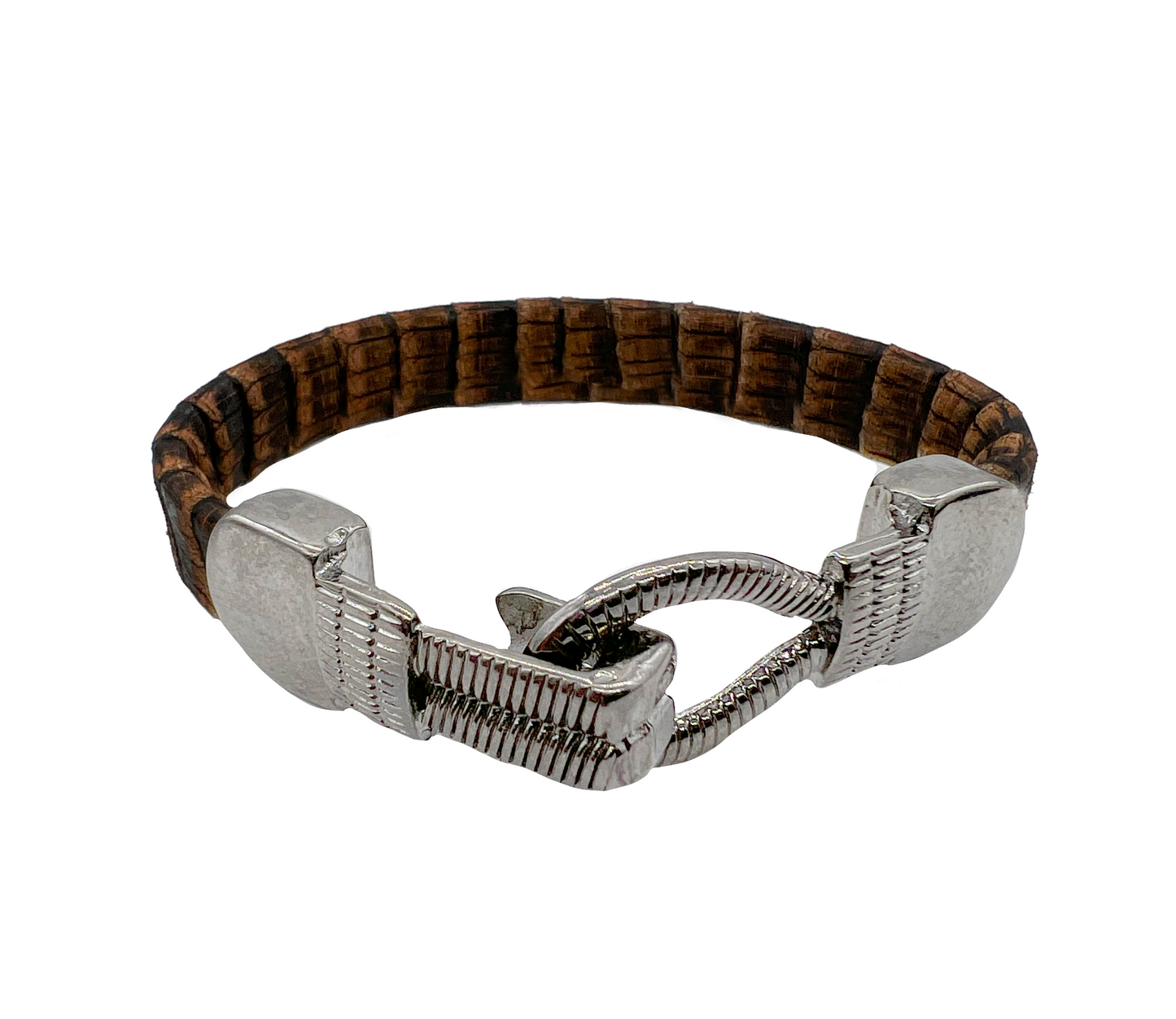 PULSERA CAFÉ DE PIEL COMPLETAMENTE LIZARD - SHJ856O