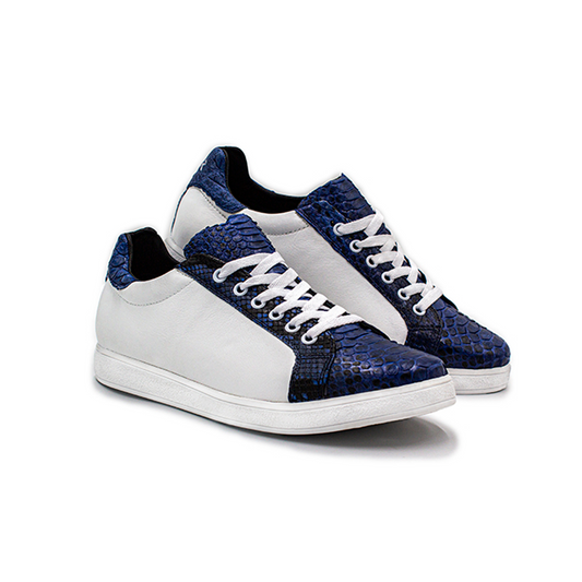 TENIS SNEAKERS DE PIEL EXÓTICA DE SERPIENTE PITÓN AZUL - BL987HT