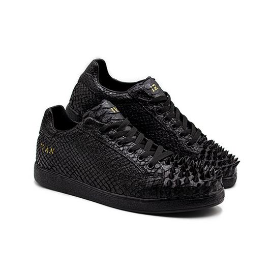TENIS SNEAKERS DE SERPIENTE PITÓN NEGRO LUSTRADO - TSN95F