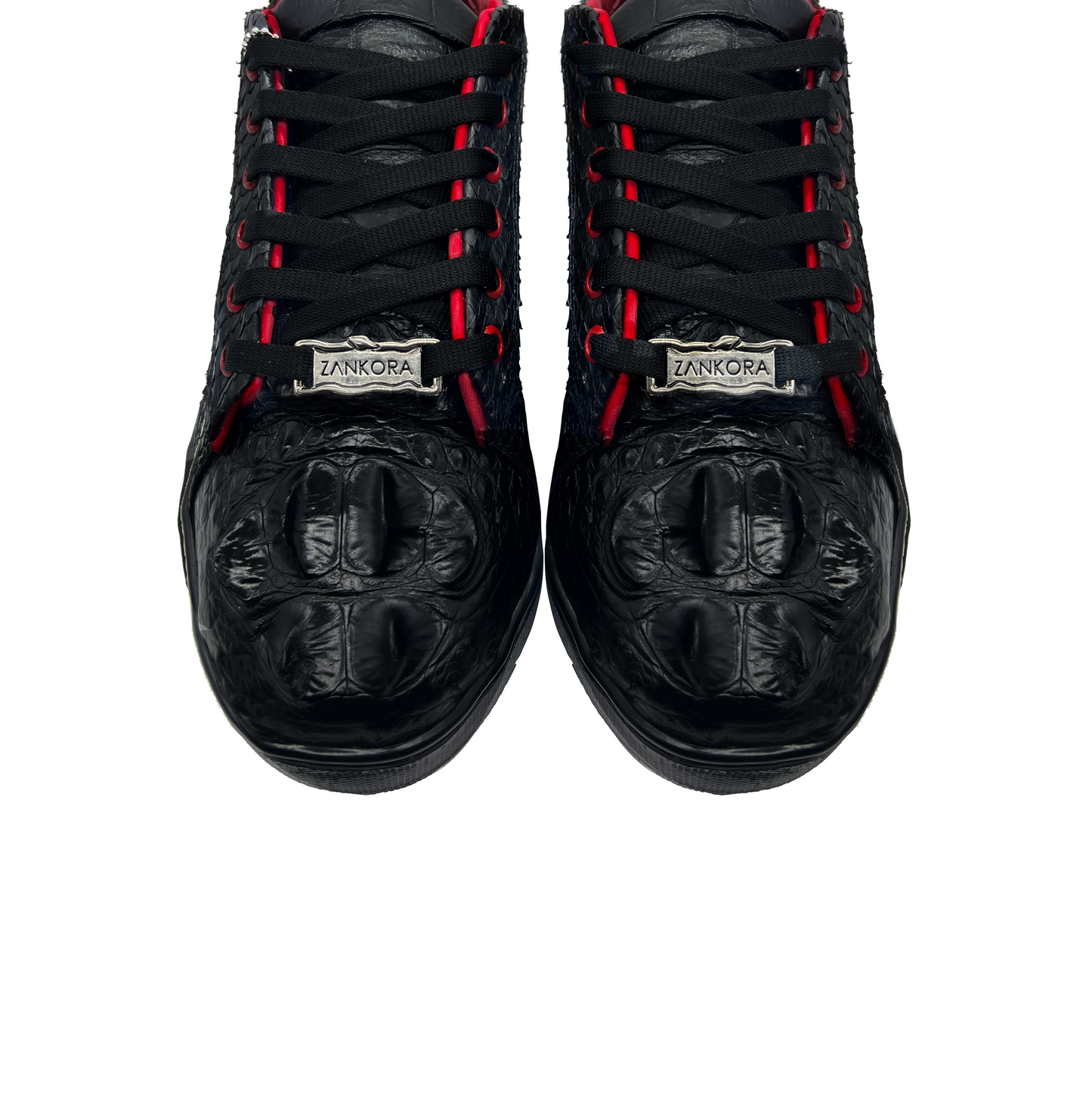TENIS SNEAKERS NEGRO CON PIEL GENUINA DE PITÓN Y COCODRILO - GAU289A