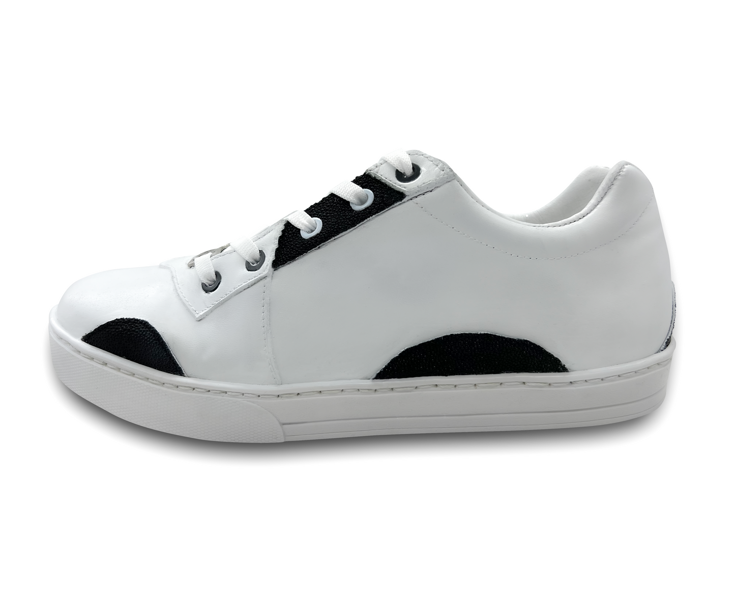 TENIS SNEAKERS DE PIEL MANTARRAYA CON BECERRO ITALIANO - HAG276H