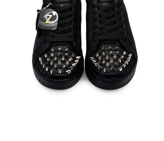 TENIS SNEAKERS NEGRO CON GRIS EN PIEL EXÓTICA DE SERPIENTE - AHS485H