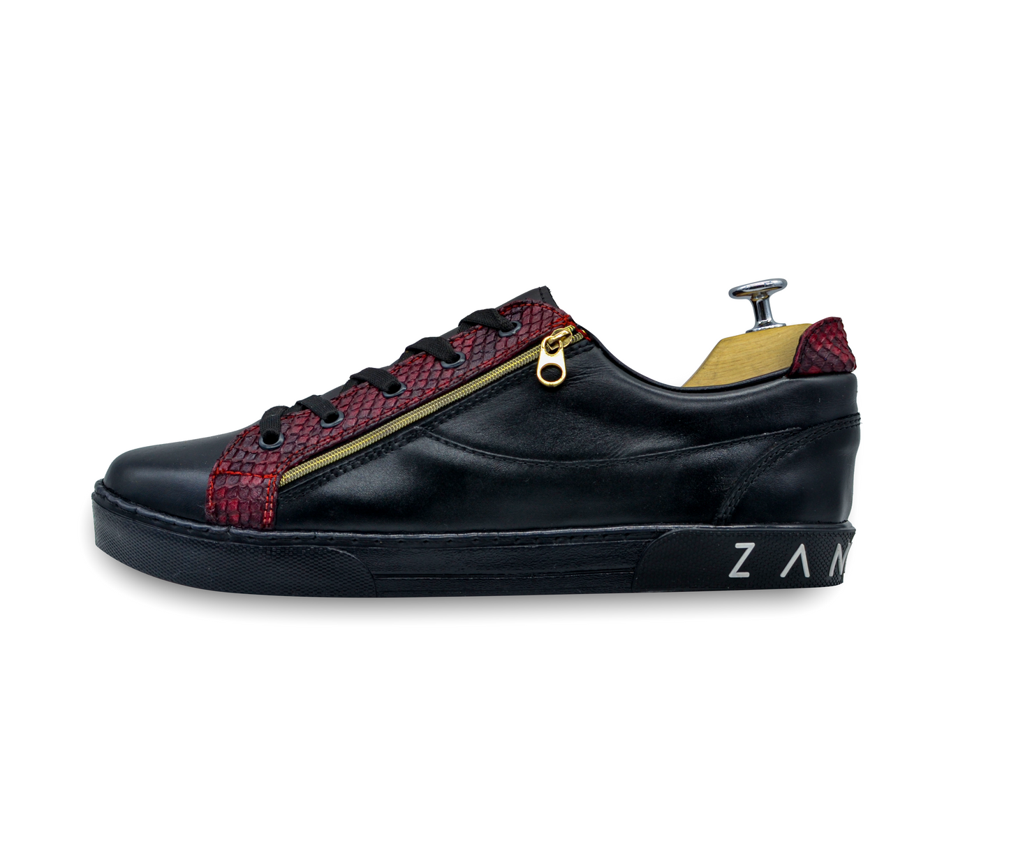 TENIS SNEAKERS NEGROS DE PIEL SERPIENTE PITÓN - GAJ768H
