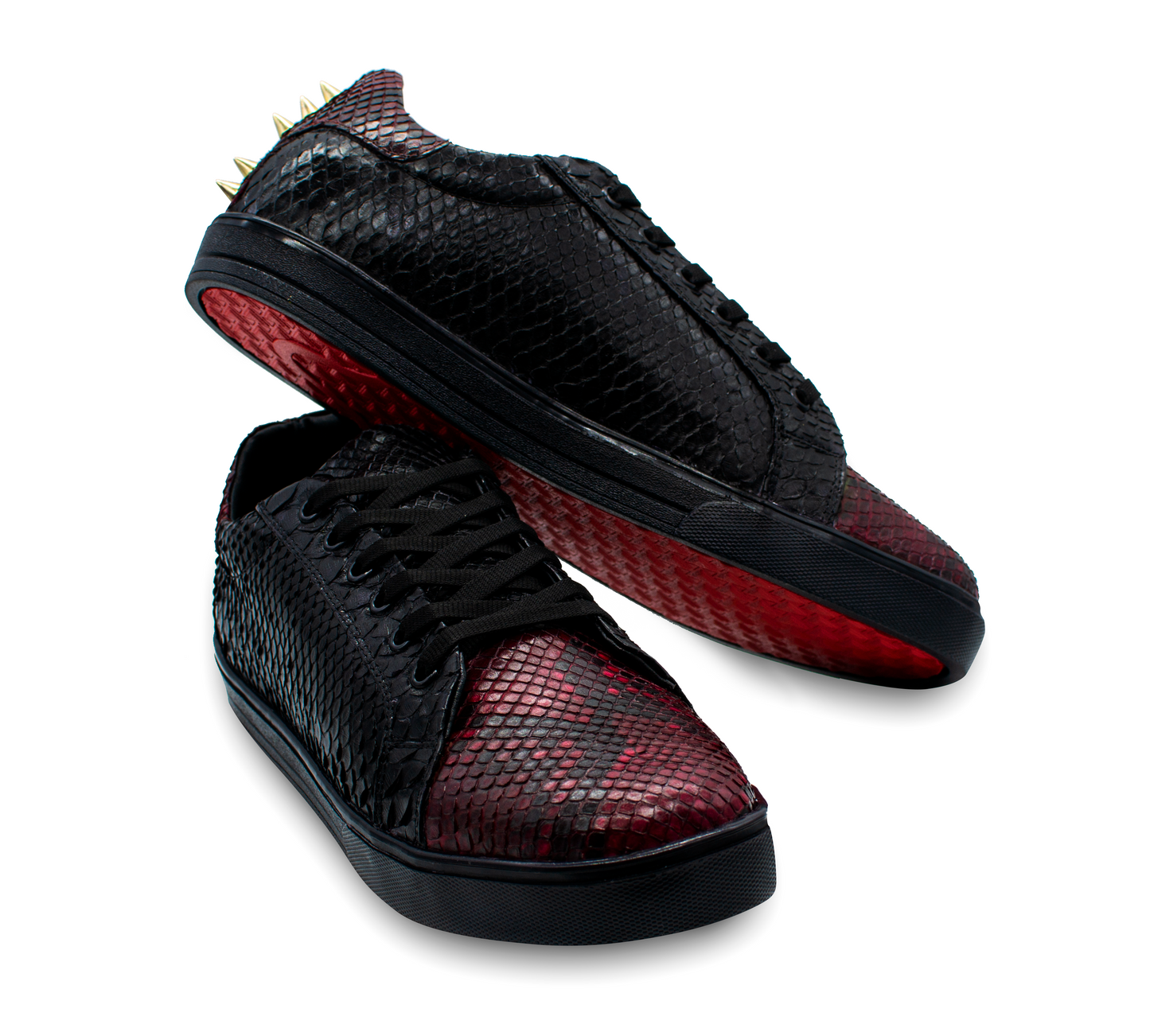 TENIS SNEAKERS NEGROS DE PIEL DE SERPIENTE PITÓN - APH789J