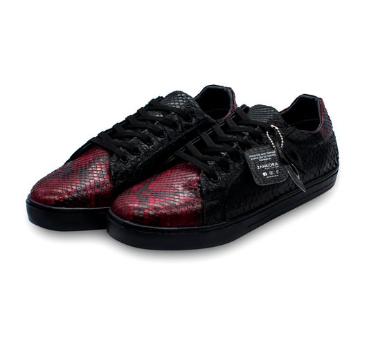 TENIS SNEAKERS NEGROS DE PIEL DE SERPIENTE PITÓN - APH789J