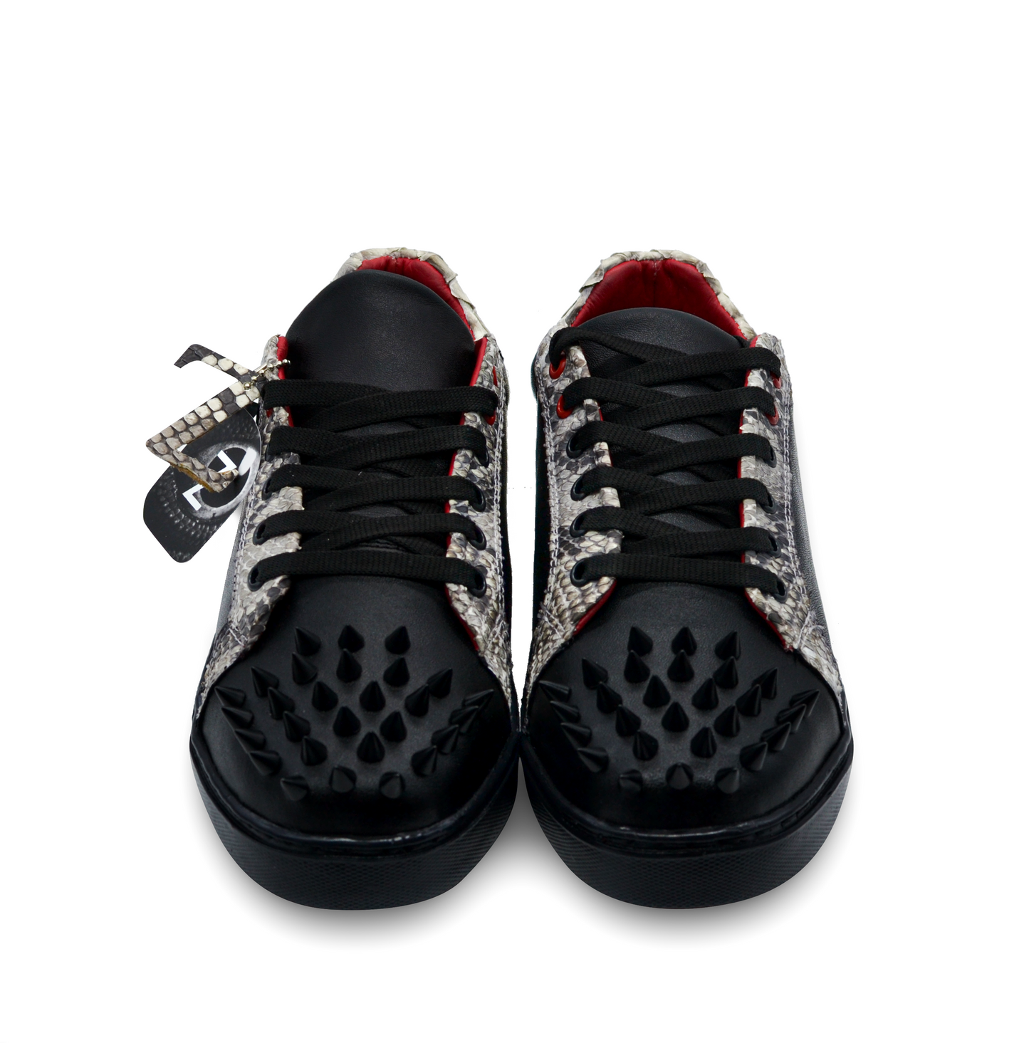 TENIS SNEAKERS NEGRO DE PITÓN CON BECERRO ITALIANO Y ESTOPEROLES - GAH879J