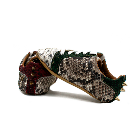 TENIS SNEAKERS COMPLETAMENTE EN PIEL GENUINA DE PITÓN PARA BEBÉ - DEO203O