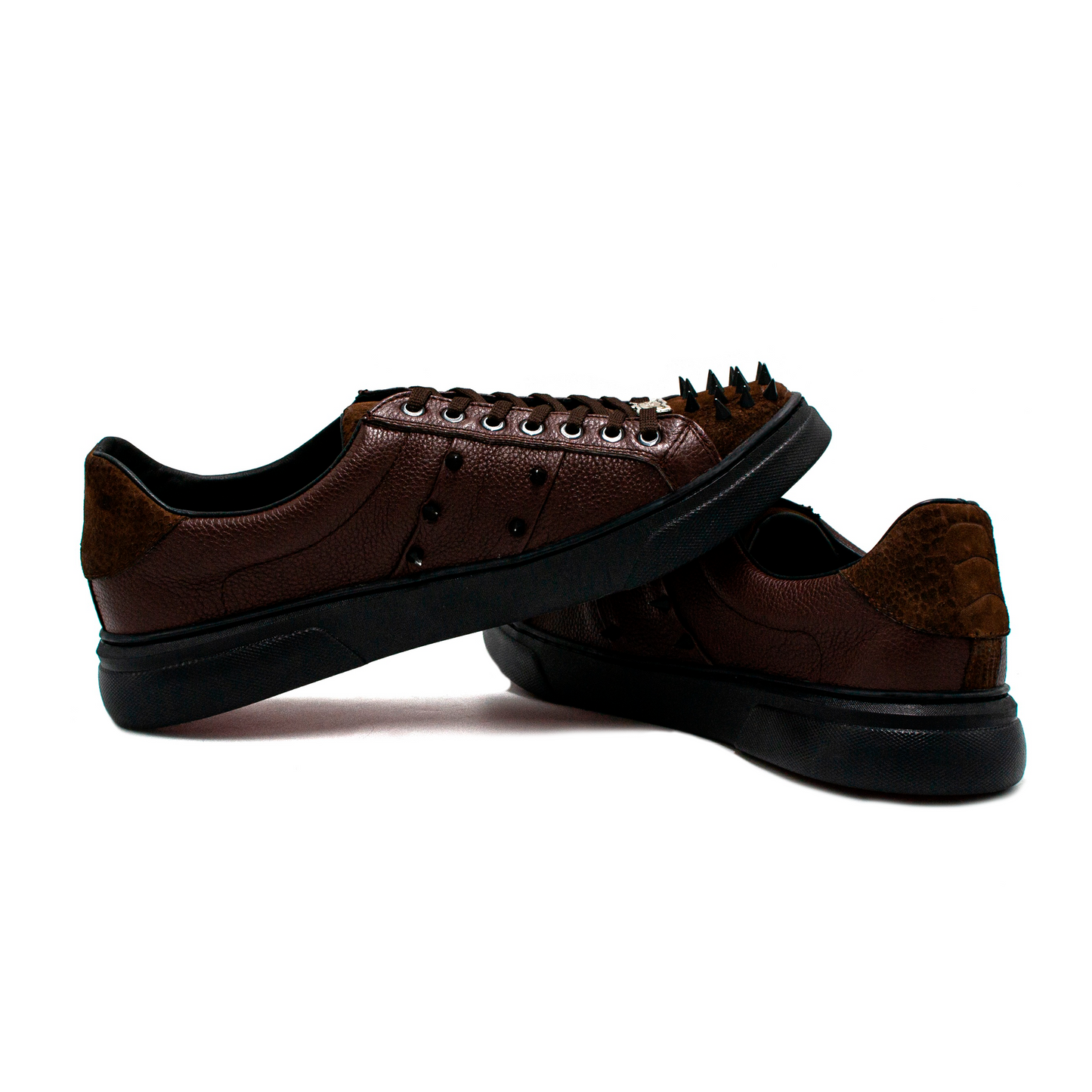 TENIS SNEAKERS EN PIEL GENUINA EN PATA DE AVESTRUZ ACABADO DE NOBUCK Y VENADO CON ESTOPEROLES - HJW291I