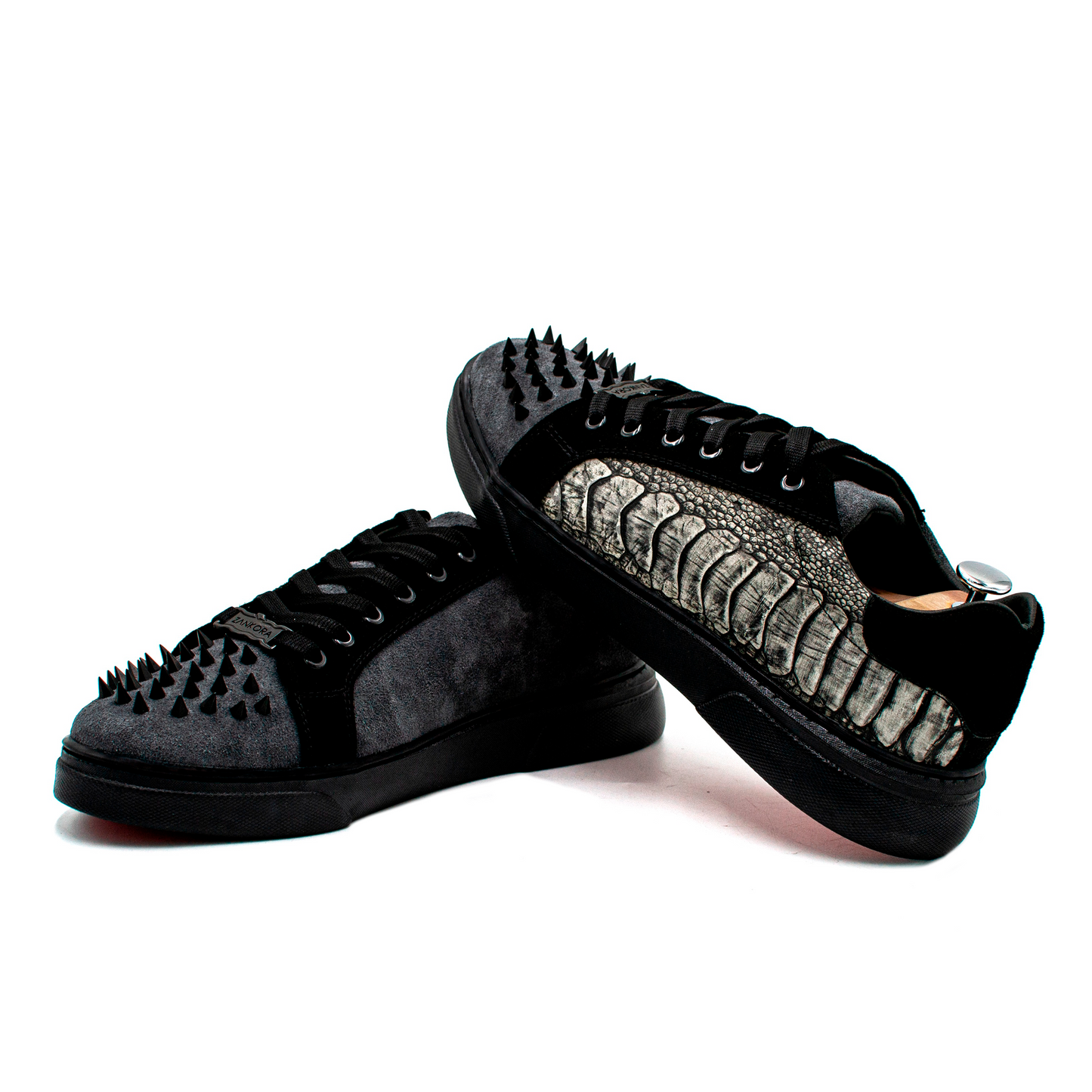 TENIS SNEAKERS EN PATA DE AVESTRUZ ACABADO NOBUCK CON PIEL DE RES GAMUZA Y ESTOPEROLES - HJOE023I