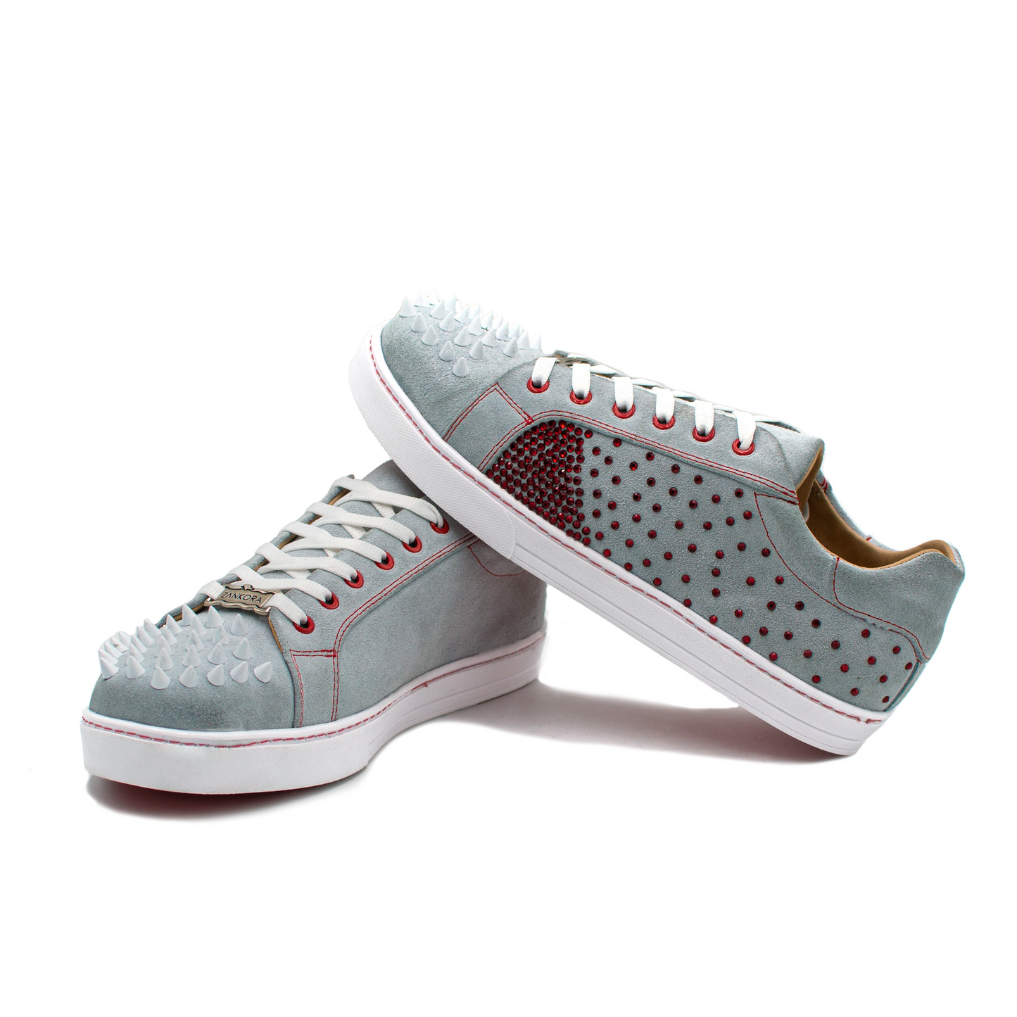 TENIS SNEAKERS EN PIEL DE GAMUZA GRIS CON ESTOPEROLES - JHA238I