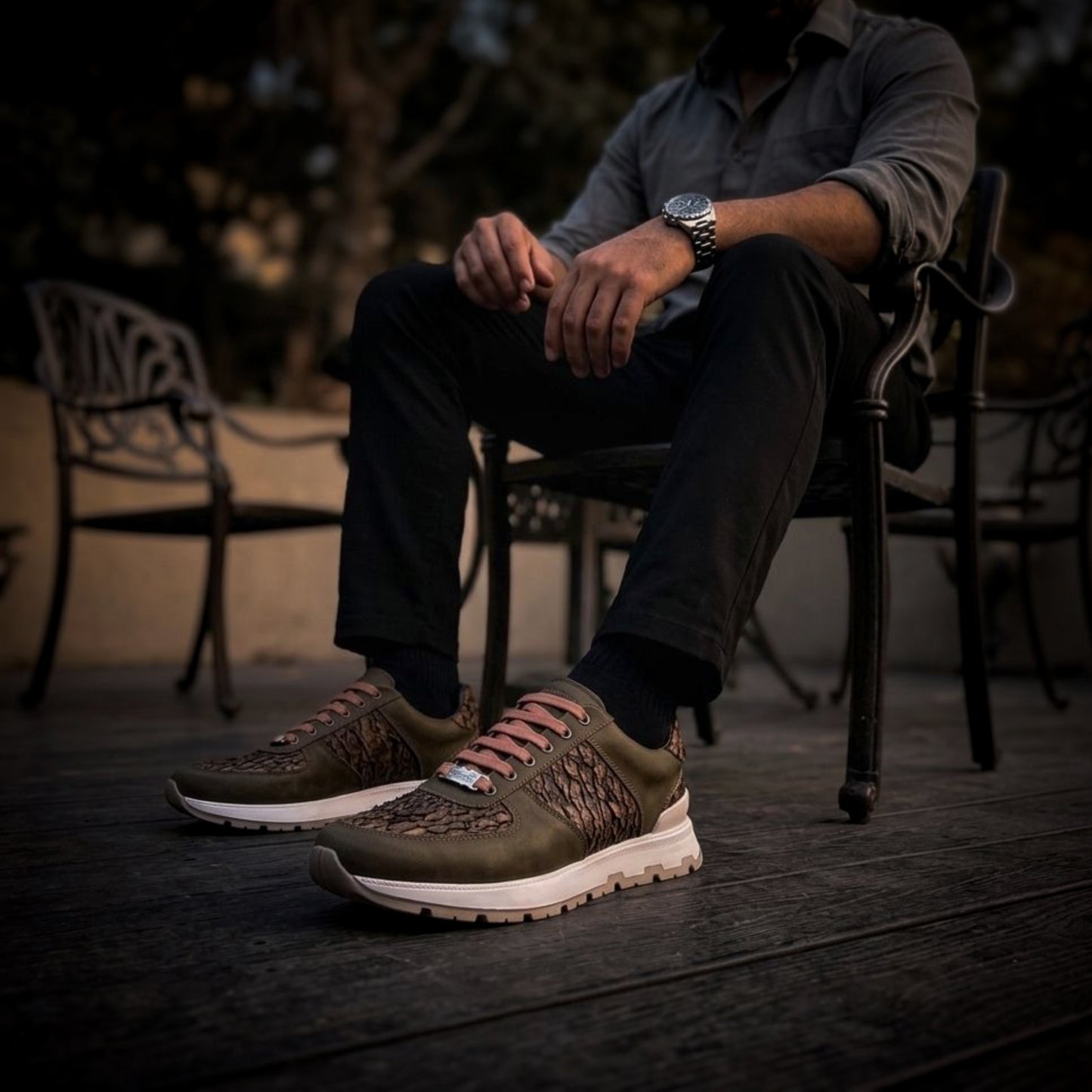 TENIS SNEAKERS - AMAZONAS RUNNER – NOBUCK CALFSKIN & PESCADO PIRARUCU - AMZ846K