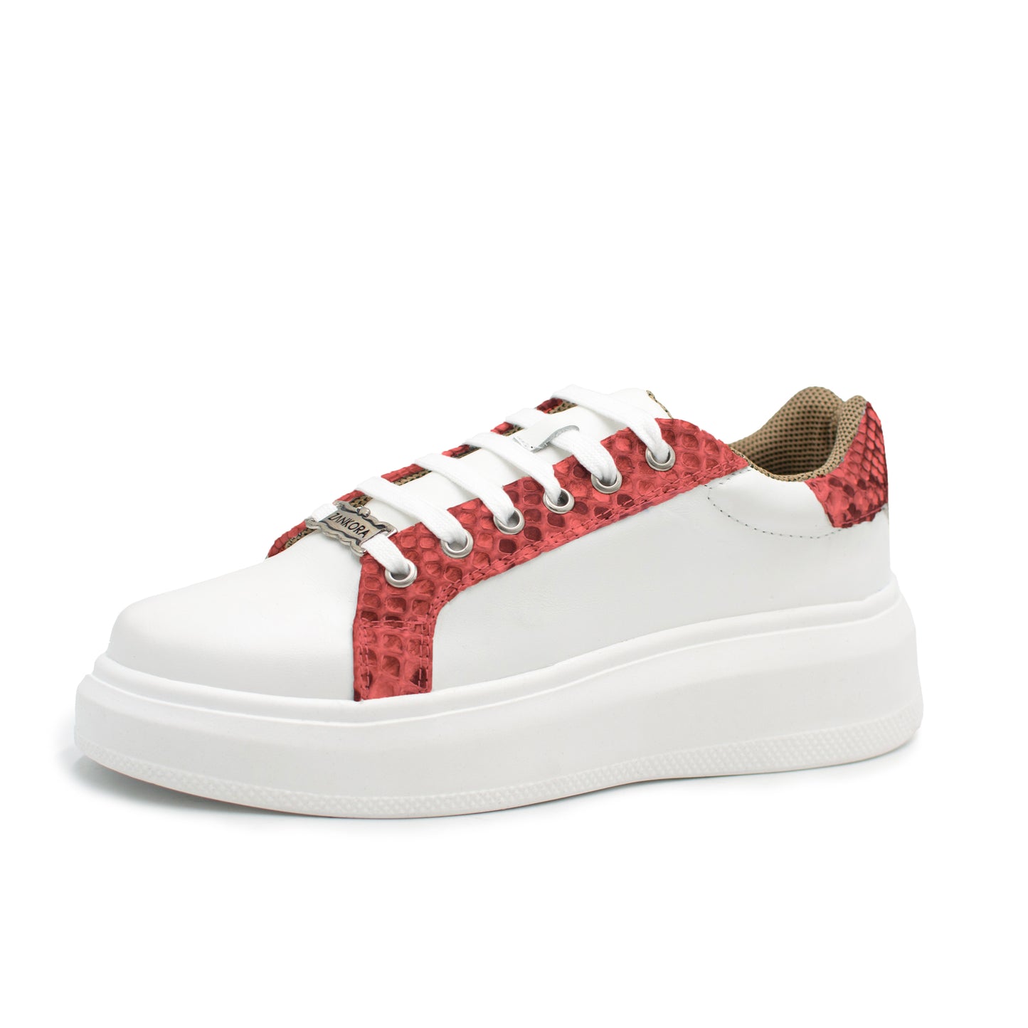 TENIS SNEAKERS BECERRO BLANCO CON SERPIENTE PITON NATURAL / COLORES - SNP83G