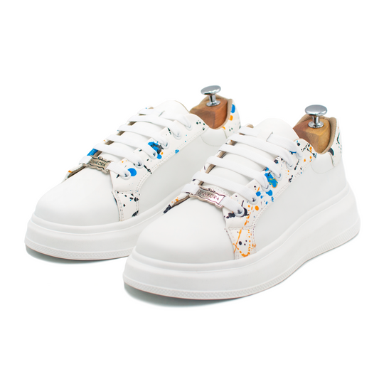 TENIS SNEAKER EN PIEL GENUINA DE BECERRO ITALIANO CON COLORES ACUARELADO - TDS203